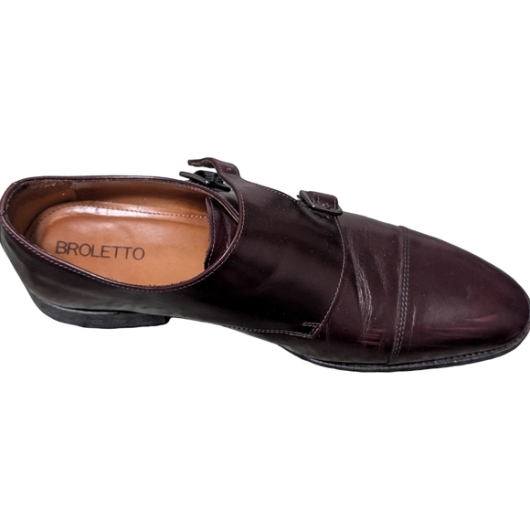 Broletto Men's Double Monk Strap Dress Shoes Size 10.5 Burgundy Brown Leather - Picture 5 of 15